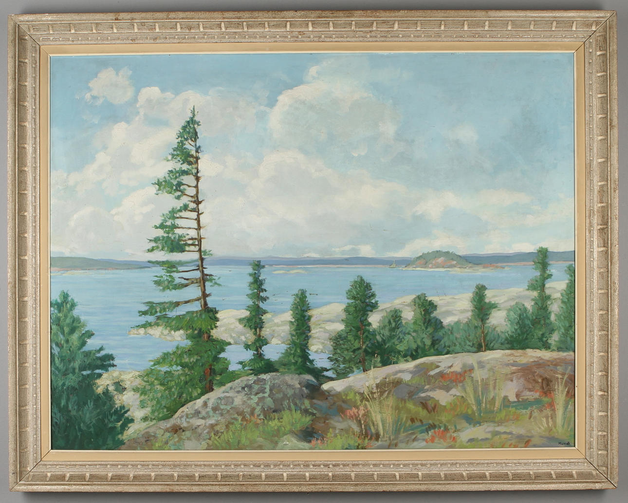 OKÄND KONSTNÄR. Kustlandskap, olja på pannå, signerad Hundt.