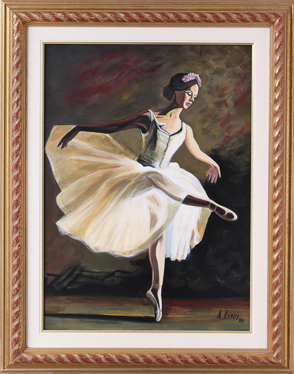 AMALIA KYROU. Balettdansösen, olja på duk, signerad och daterad.