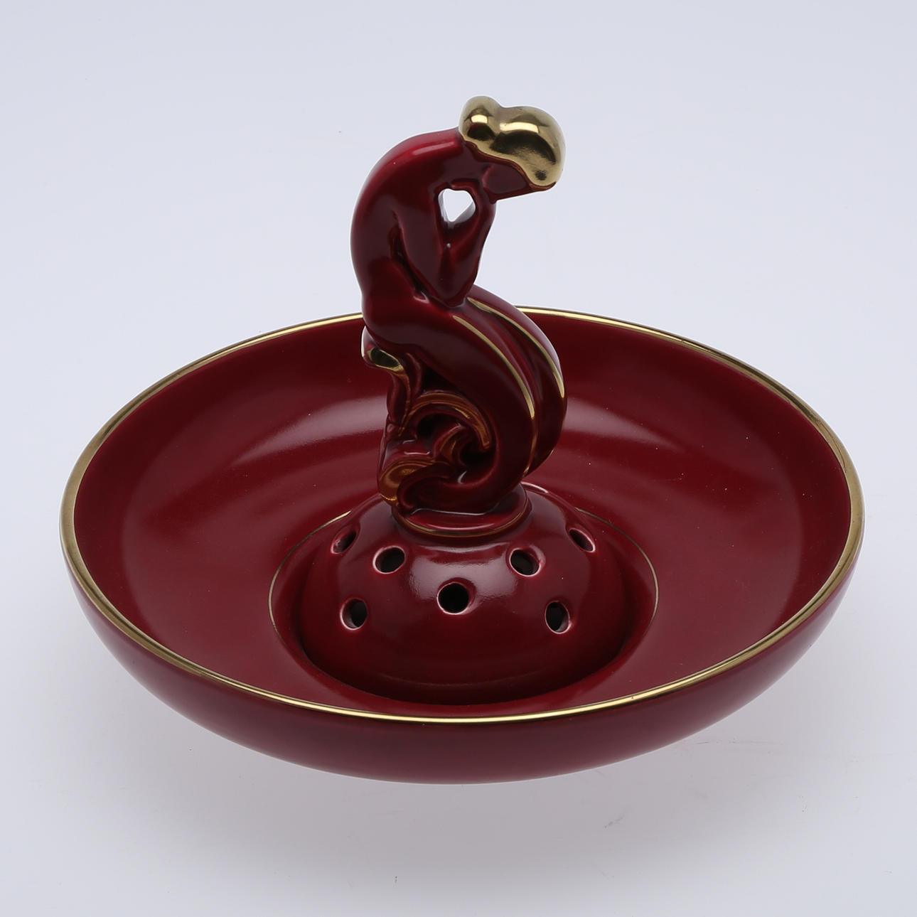 ARTHUR PERCY. Skål samt blomställ, Röd rubin, Gefle.