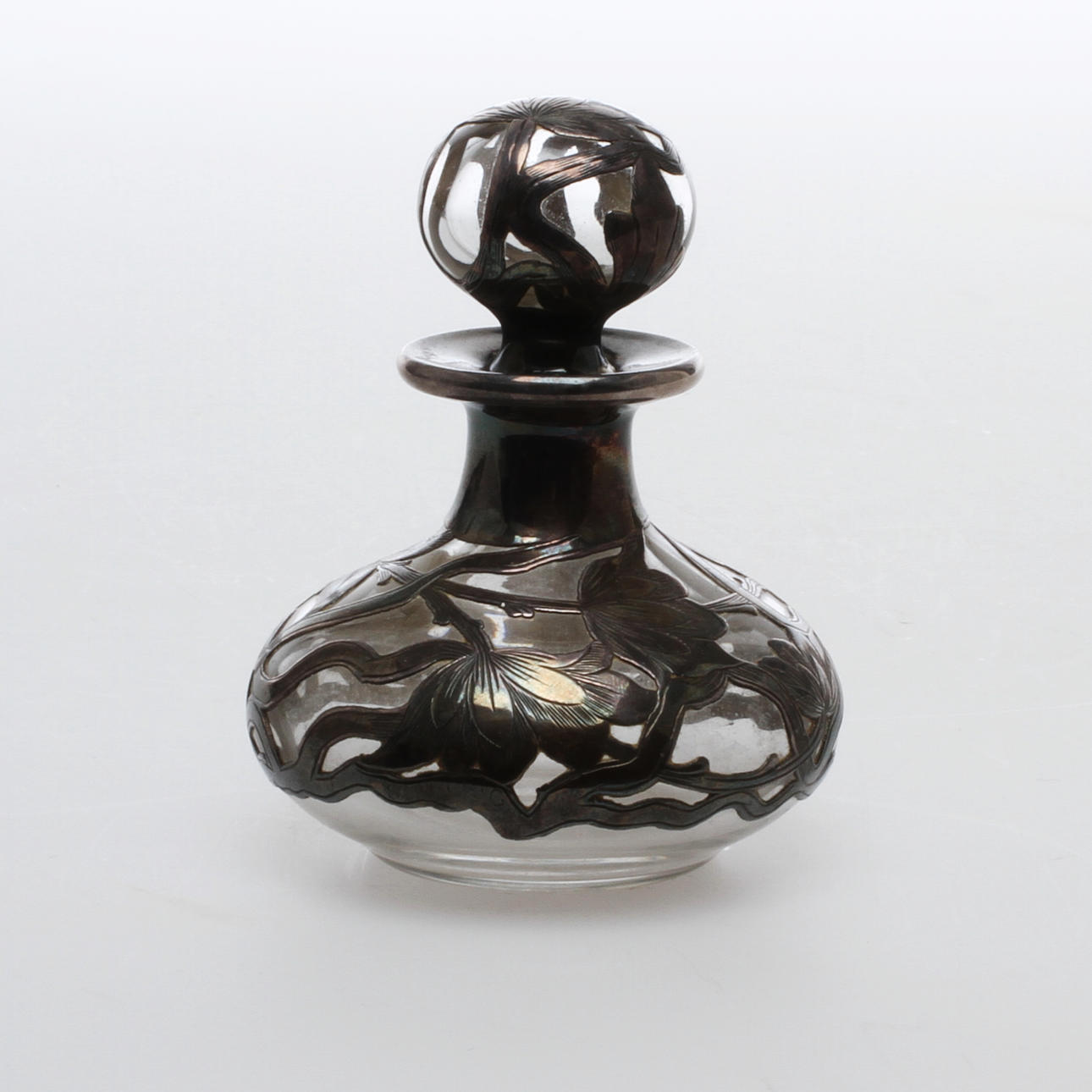 FLAKONG, glas och silver, Art Nouveau, tidigt 1900-tal.