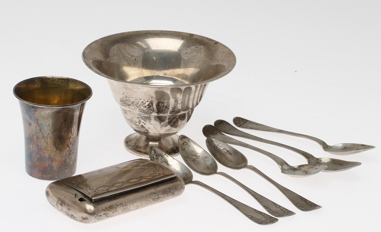 PARTI SILVER, 9 delar, vikt ca 280 g.