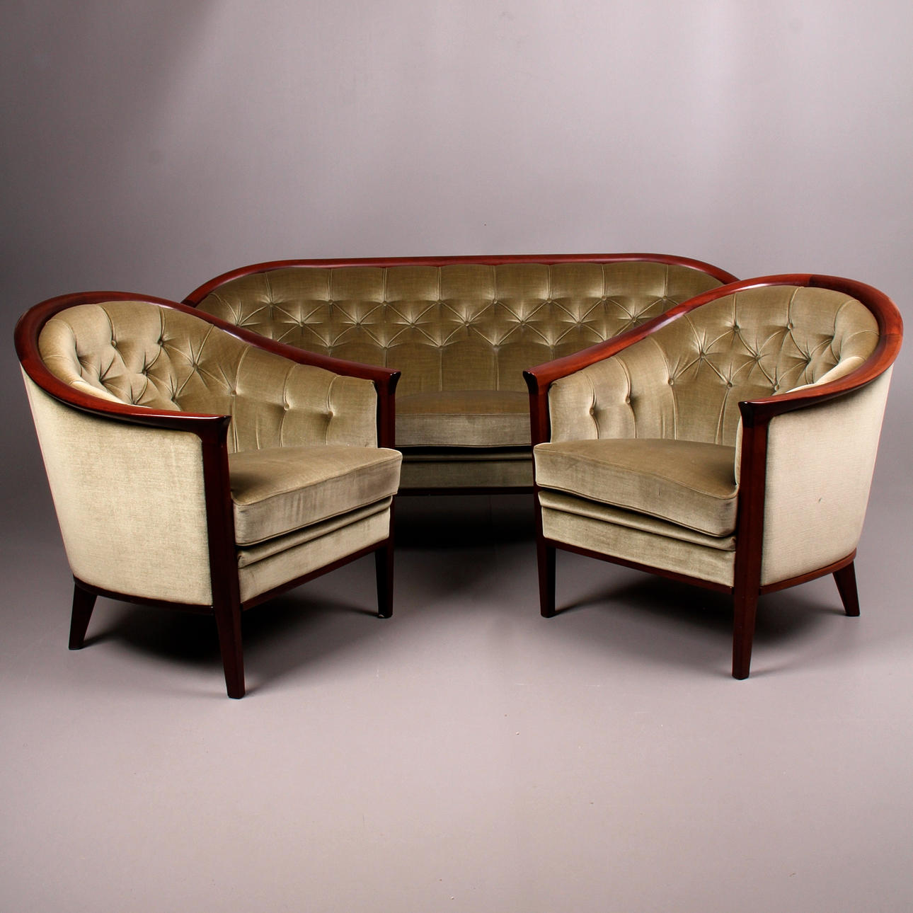 SOFFGRUPP, samt fåtöljer, Bertil Fridhagen för Bröderna Andersson, 1900-talets andra hälft.