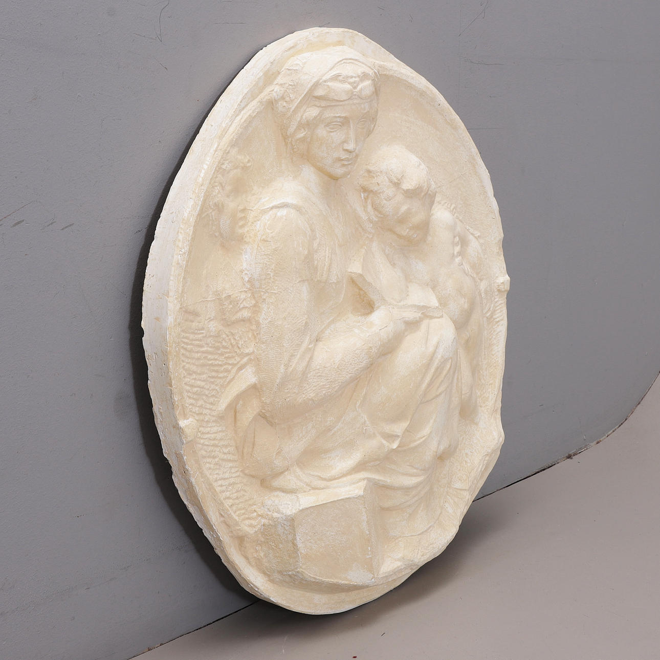 VÆGSKULPTUR, gips, Pitti Tondo.