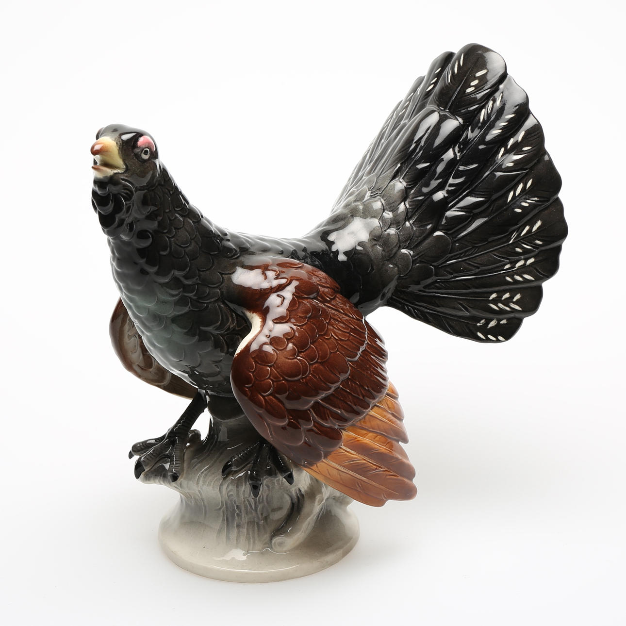 FIGURIN, porslin, tjädertupp, Hertwig.