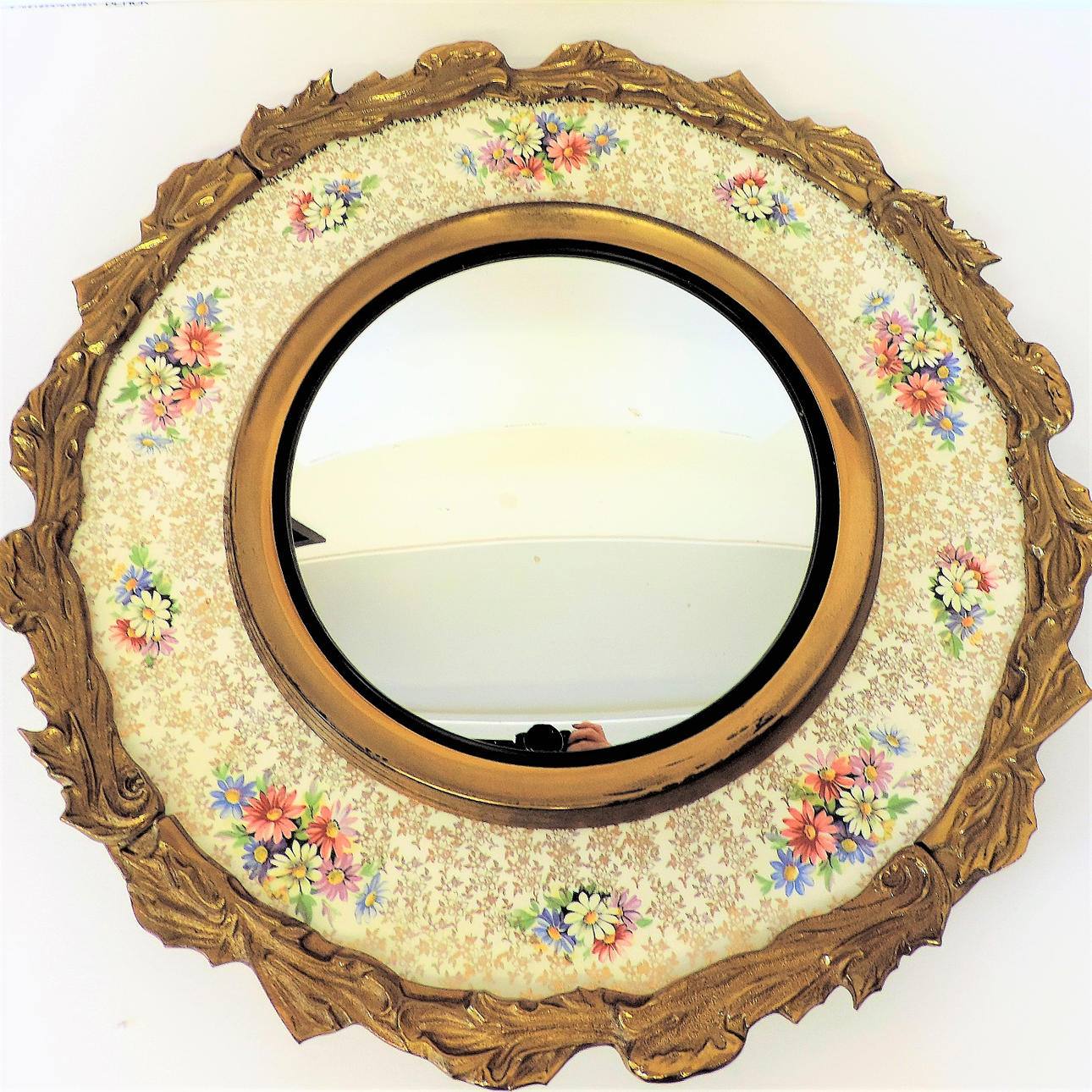 CIRCA 1900 EDWARDIAN BURLEIGH WARE CONVEX WALL MIRROR.