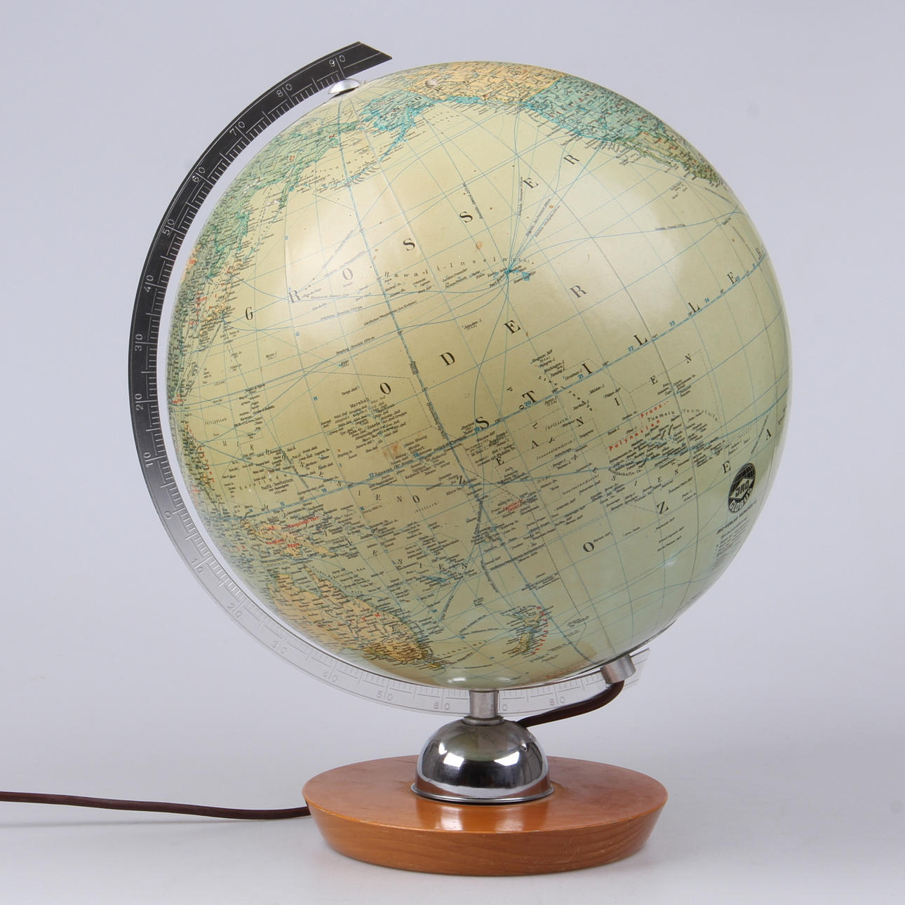 JORDGLOB, med belysning, Jro Globus, Munchen, 1900-talets mitt.