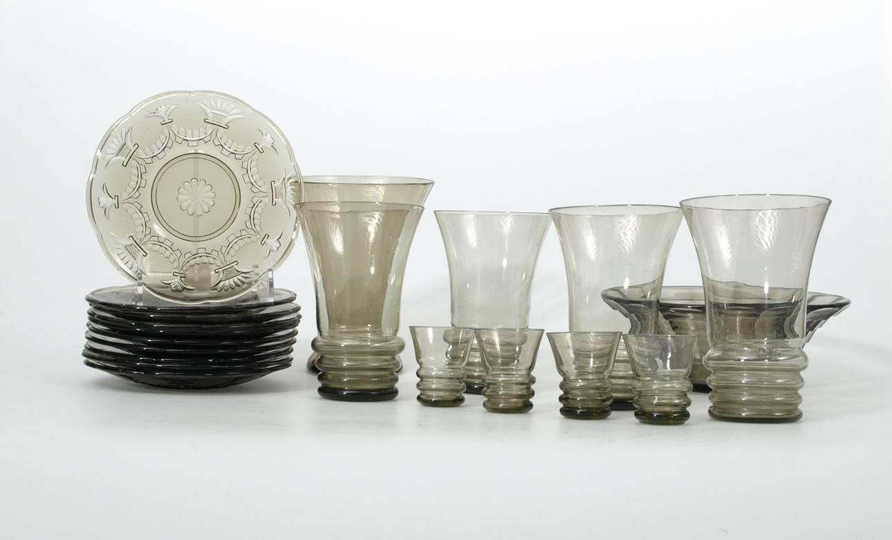 PARTI GLASFÖREMÅL, 20 delar, Sandvik/Orrefors, Simon Gate och Edward Hald.