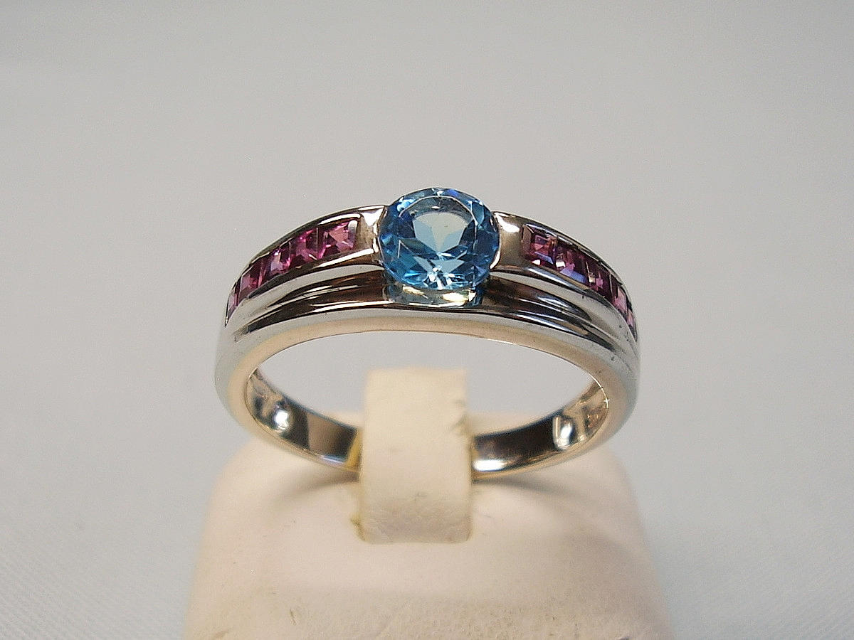 HARRY IVENS BLAUTOPAS - RHODOLITH RING SILBER 925.