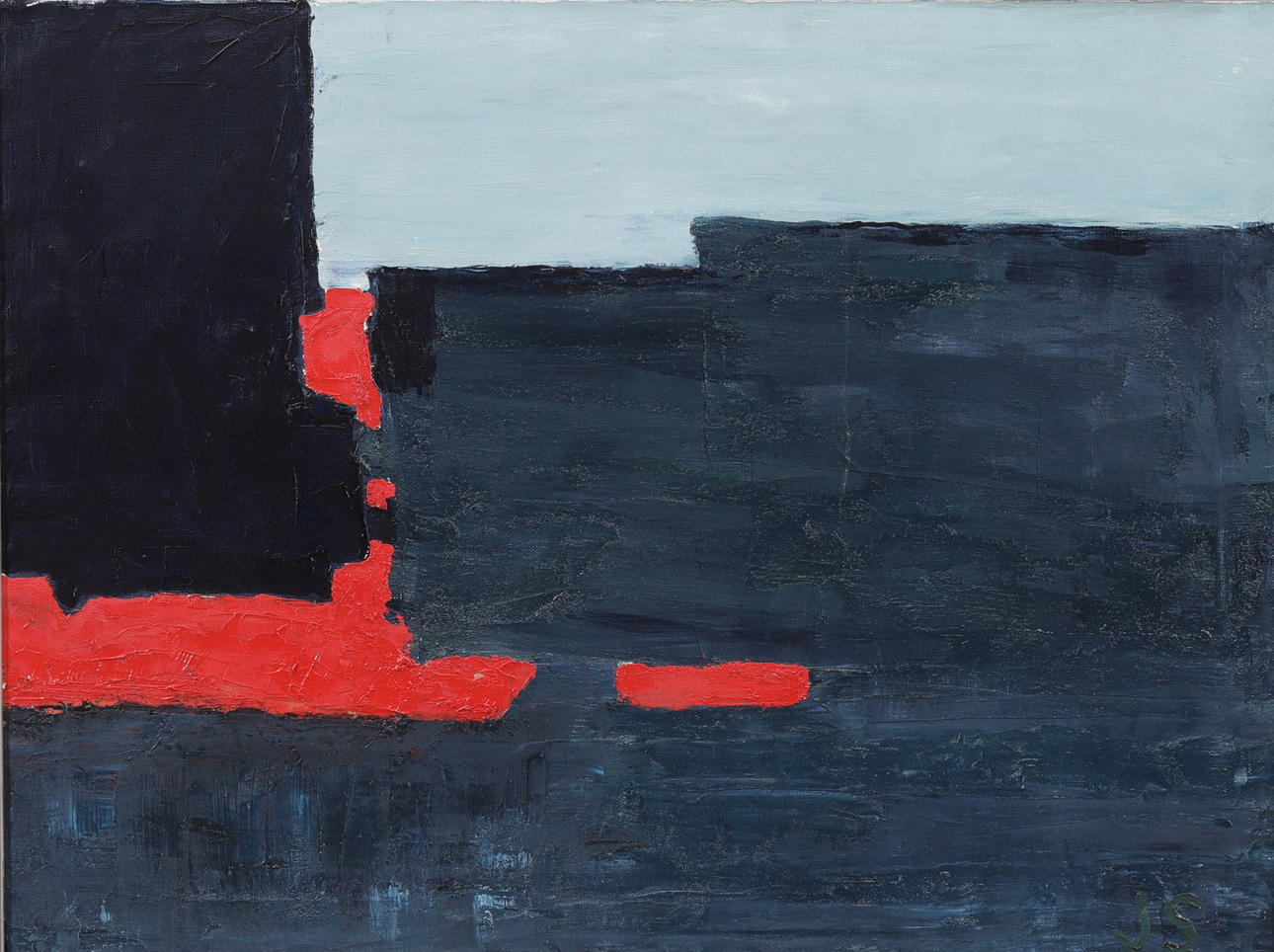 JAN SANDER. Komposition, olie på lærred. Underskrevet.