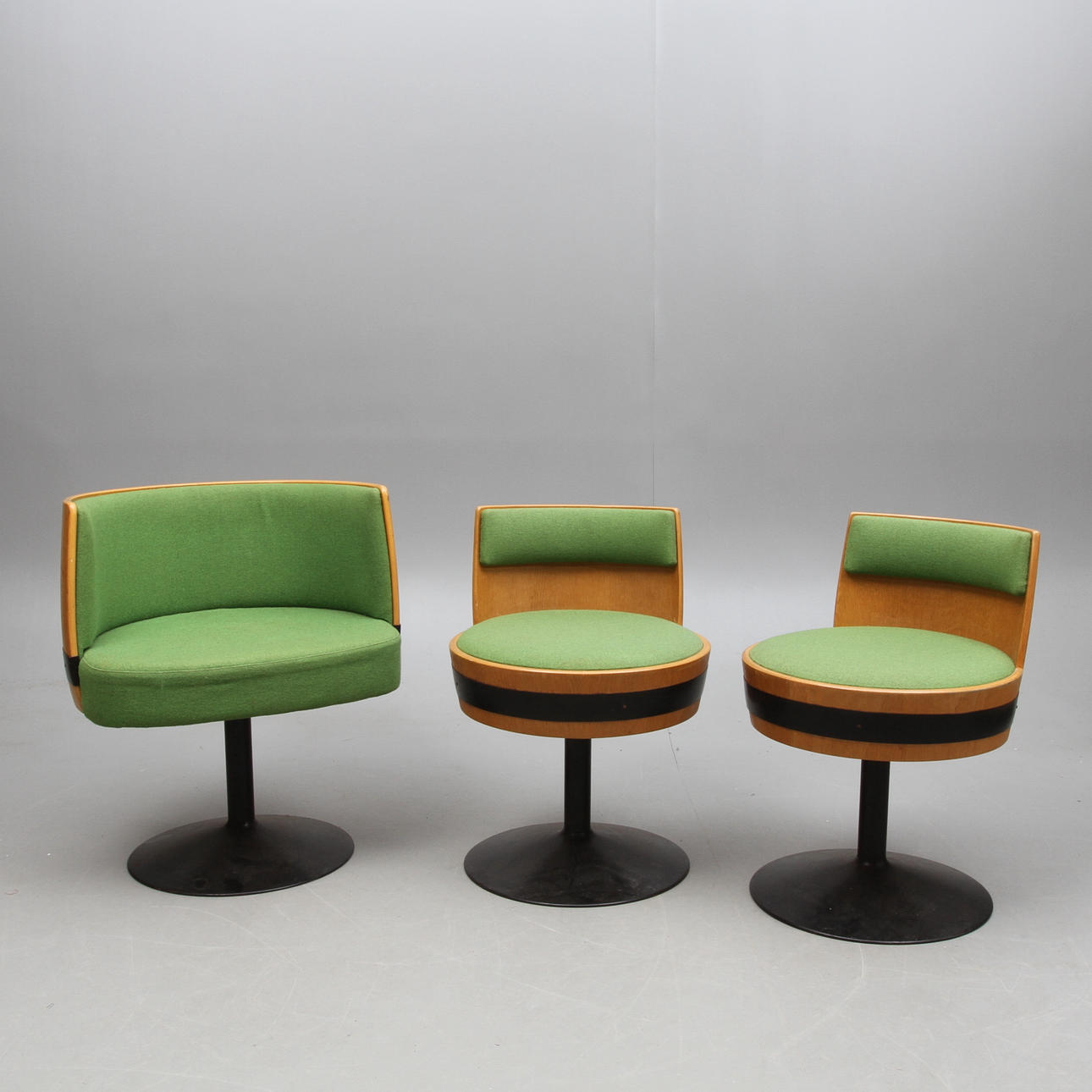 SNURRFÅTÖLJER, 3 st, Asko, Finland, 1900-talets andra hälft.