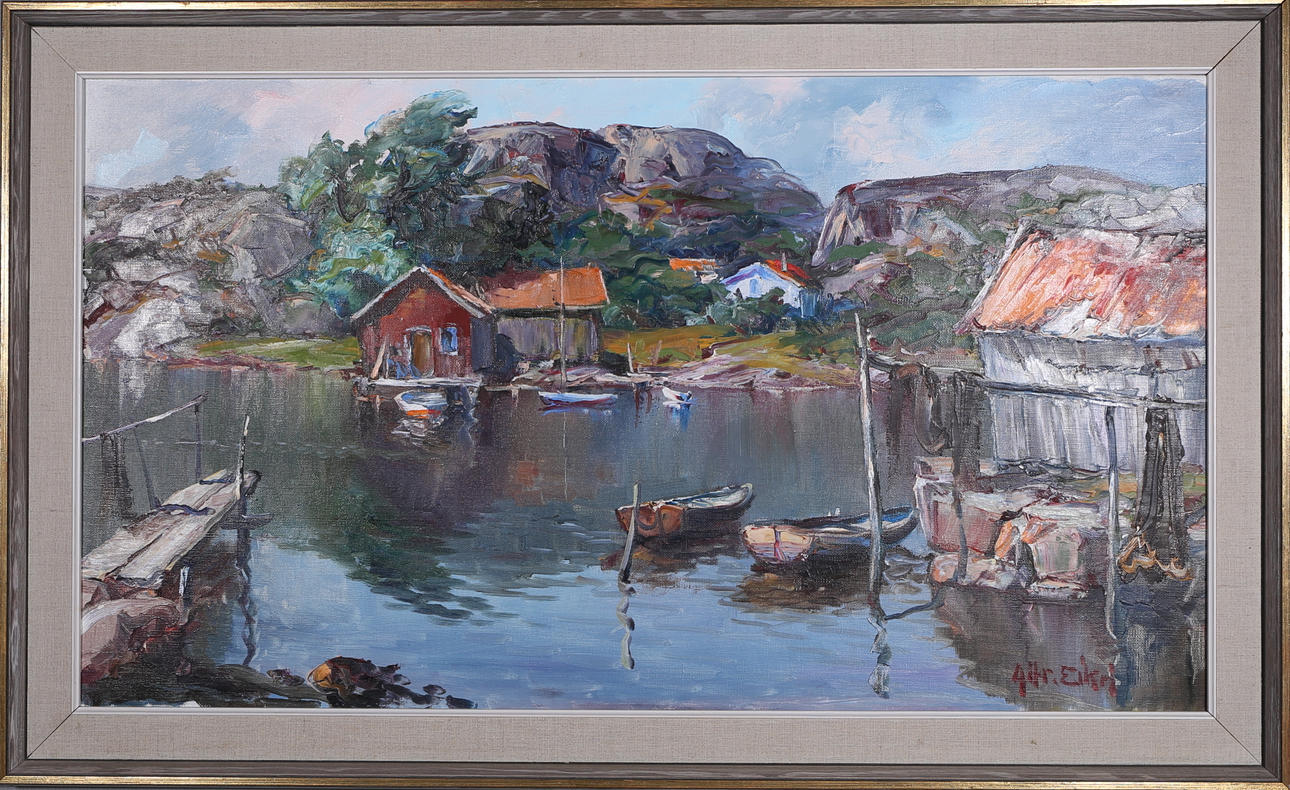 ALFRED EIKRI. Oljemålning på duk, signerad R. Eikri.