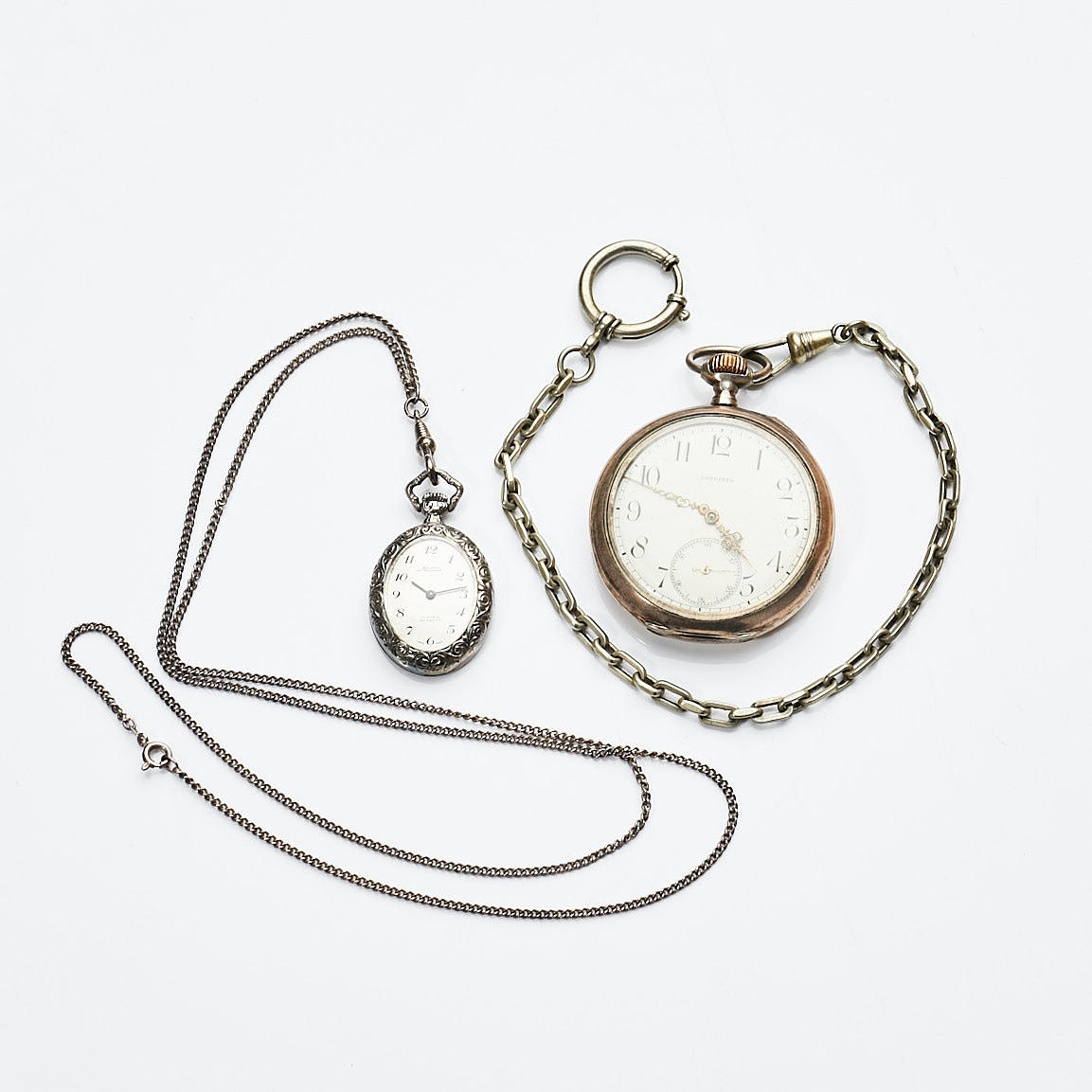 TASCHENUHR, Silber, 2 Stück, Longines und Minerva.