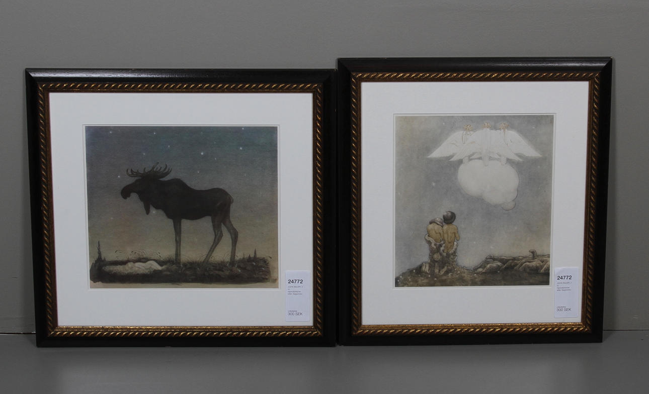 JOHN BAUER, 2 st, reproduktioner efter. Sagomotiv.