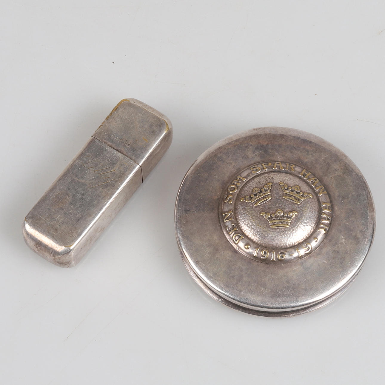 BOXES, two pieces for sugar ration, nickel silver, 1916.