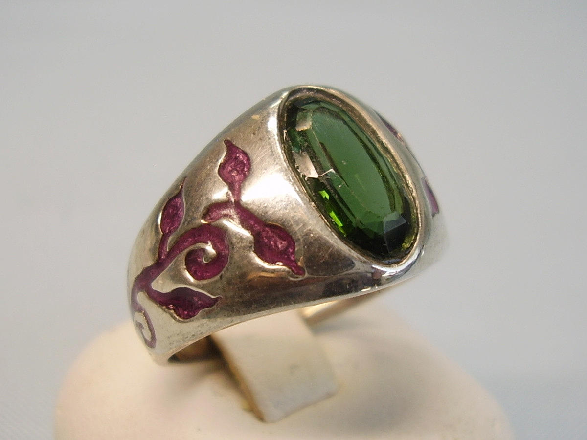 DAVID SIGAL TOURMALINE RING, silver 925 signed.