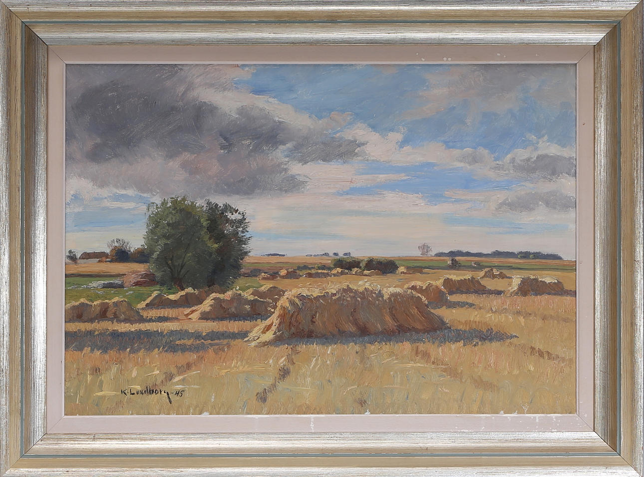 KARL LUNDBORG. Oljemålning på duk, sommarlandskap "Augusti dag".