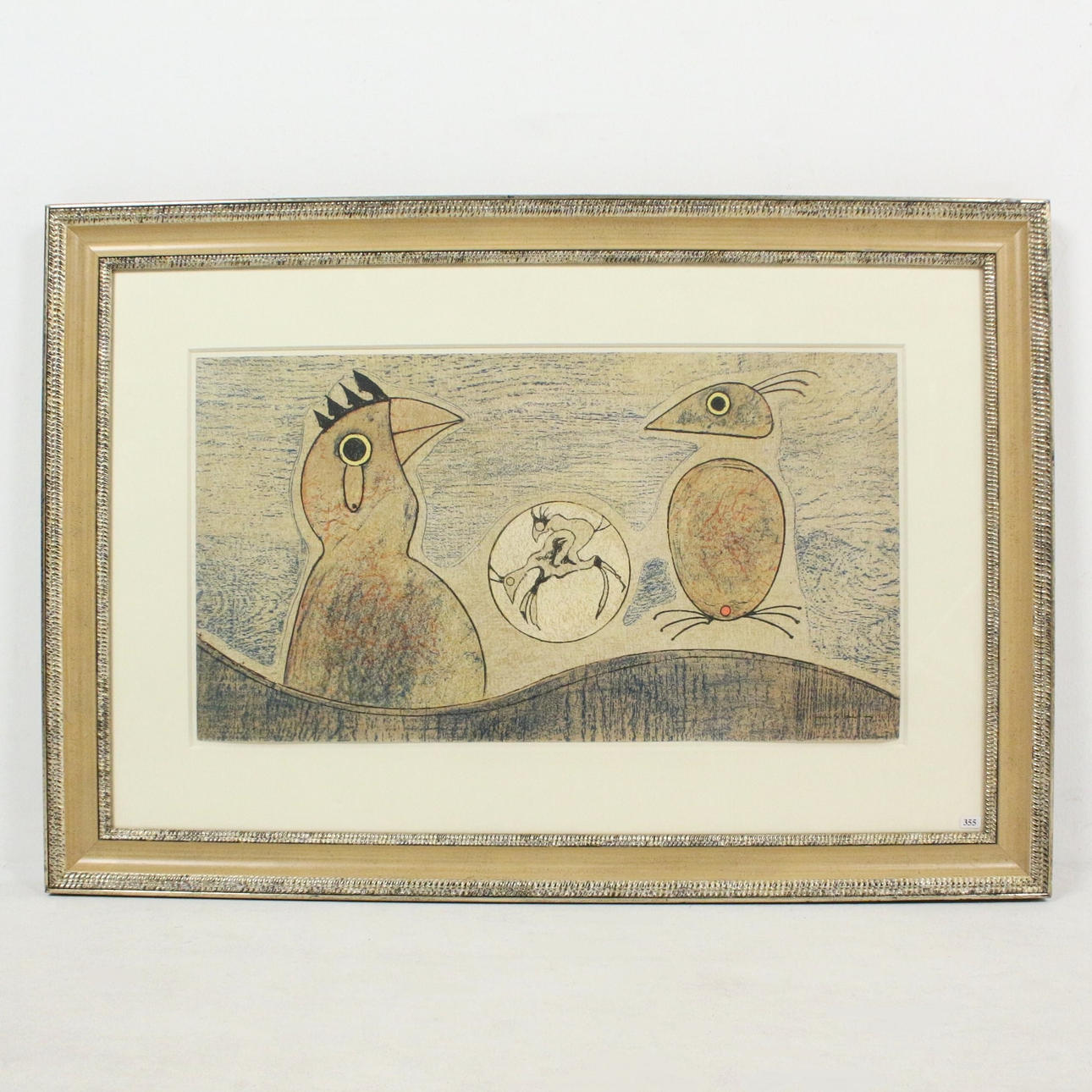 MAX ERNST (bk). 'Deux Oiseaux', värillinen litografia.