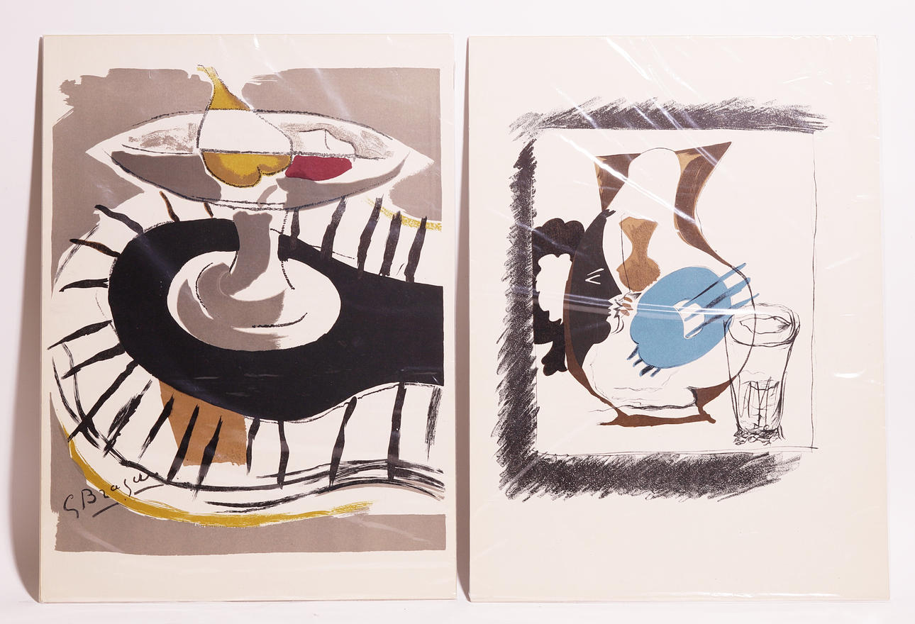 GEORGES BRAQUE. EFTER. TVÅ OFFSETLITOGRAFIER PÅ PAPPER. DERRIÈRE LE MIROIR.