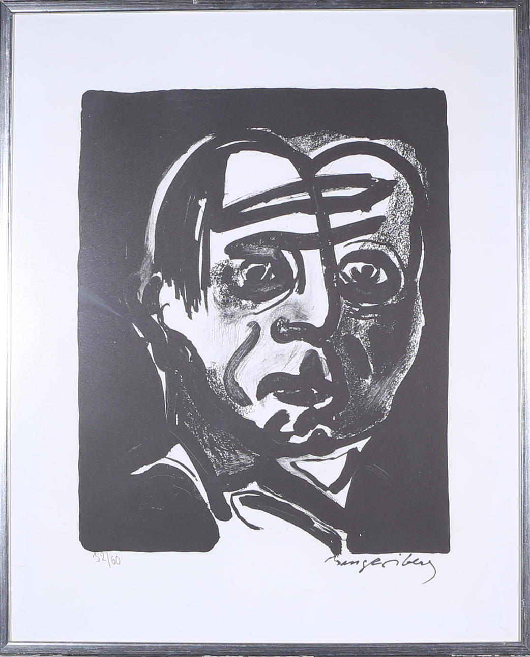 BENGT ÅBERG. Självporträtt, litografi, signerad och numrerad. 32/60.