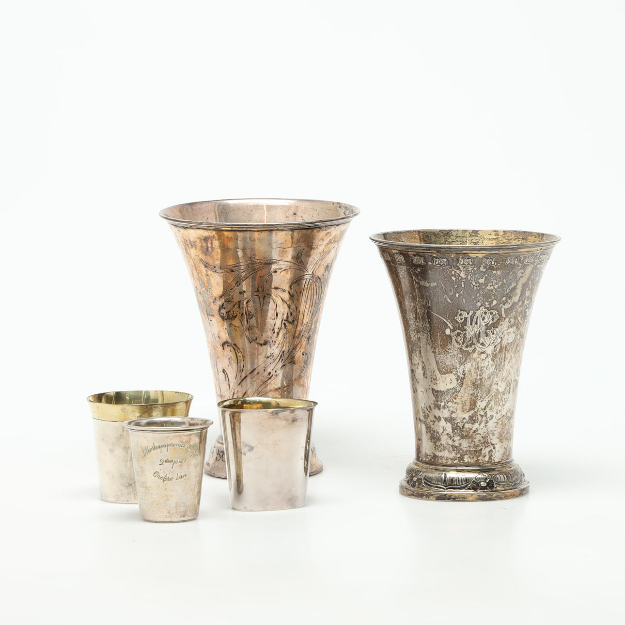 POKAALIT, KUPIET, 5 kpl, hopeaa.