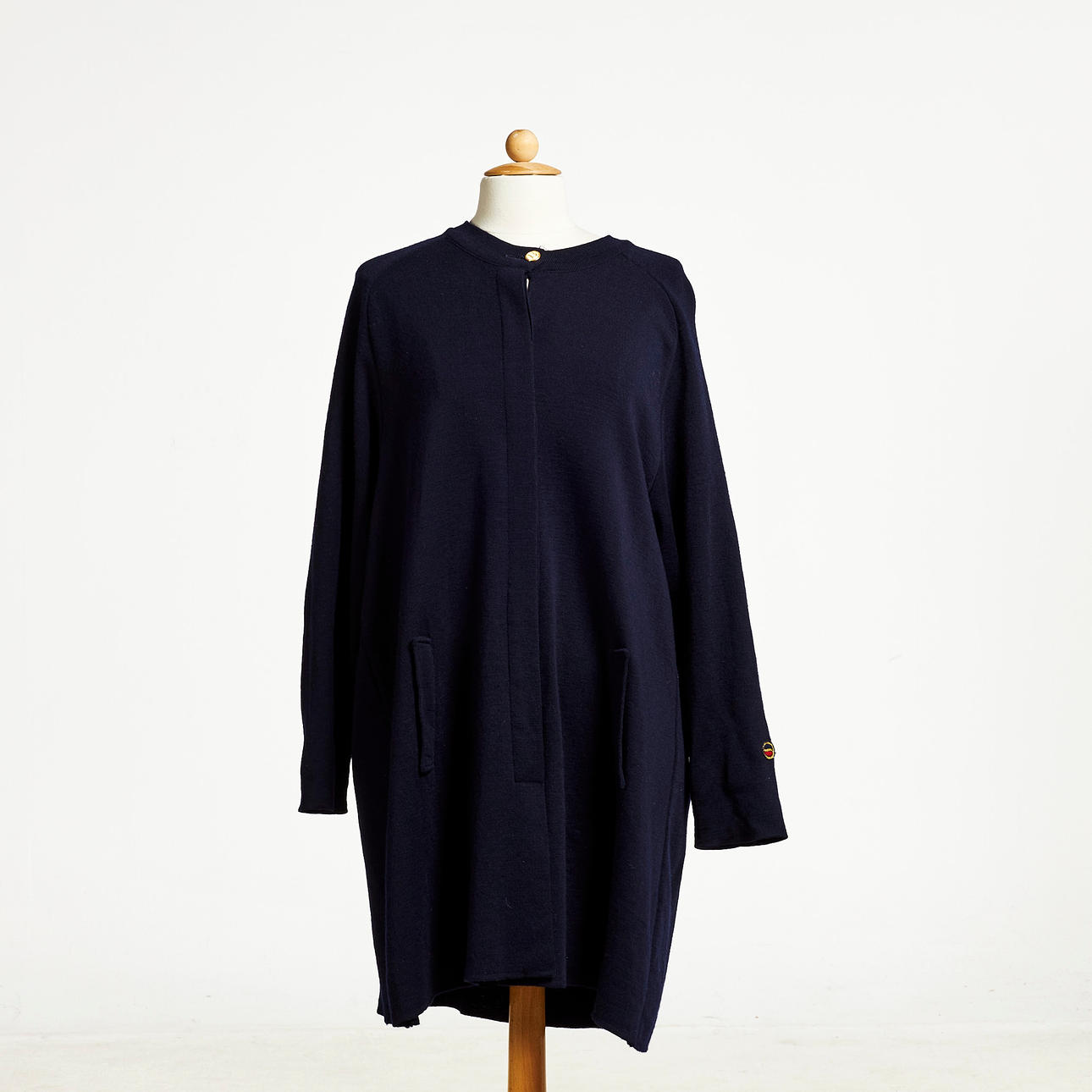 BUSNEL, lång kofta, midnattsblå, ull.