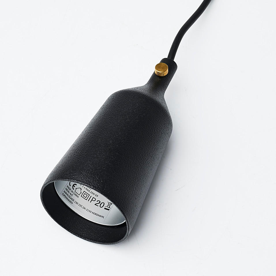 THOMAS CHUNG & JORDAN MURPHY. "Cast Pendant Shape 3" ceiling lamp, for Menu, black lacquered aluminium, knob in brass.