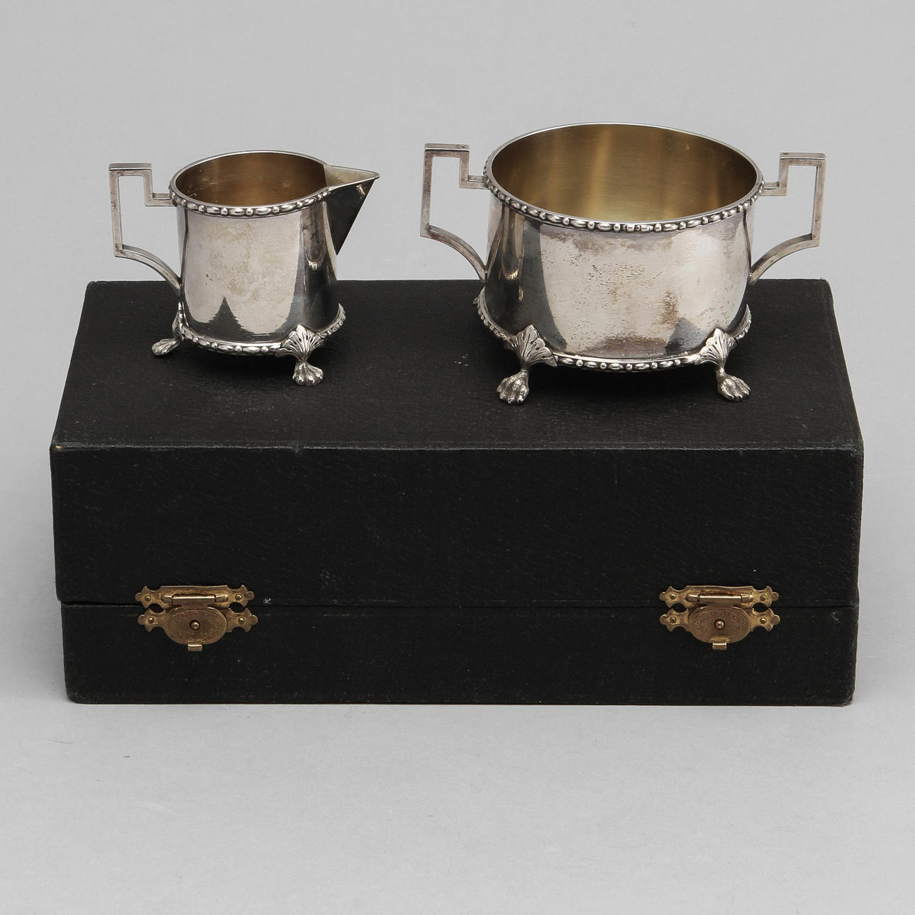 GRÄDDUPPSATS, 2 delar, silver, Bernd Erlandsson, Kristianstad 1908, vikt ca 190 gram.