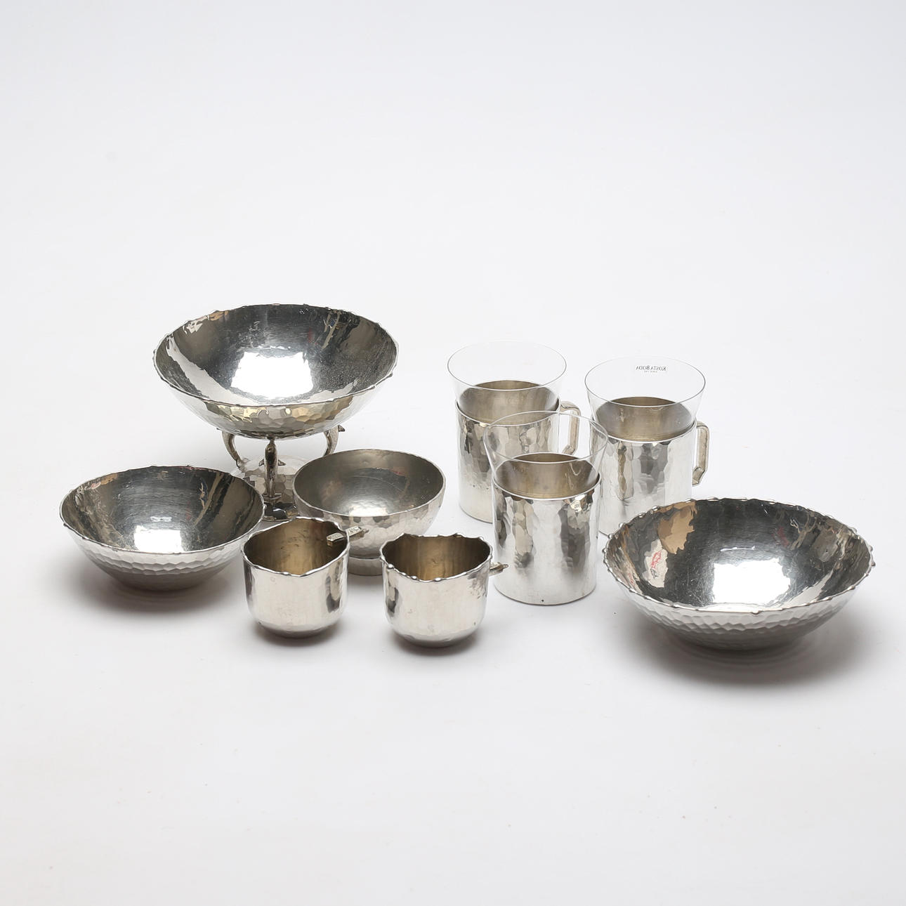 PEWTER OBJECTS, 9 parts, C. Wide, Kolmården.