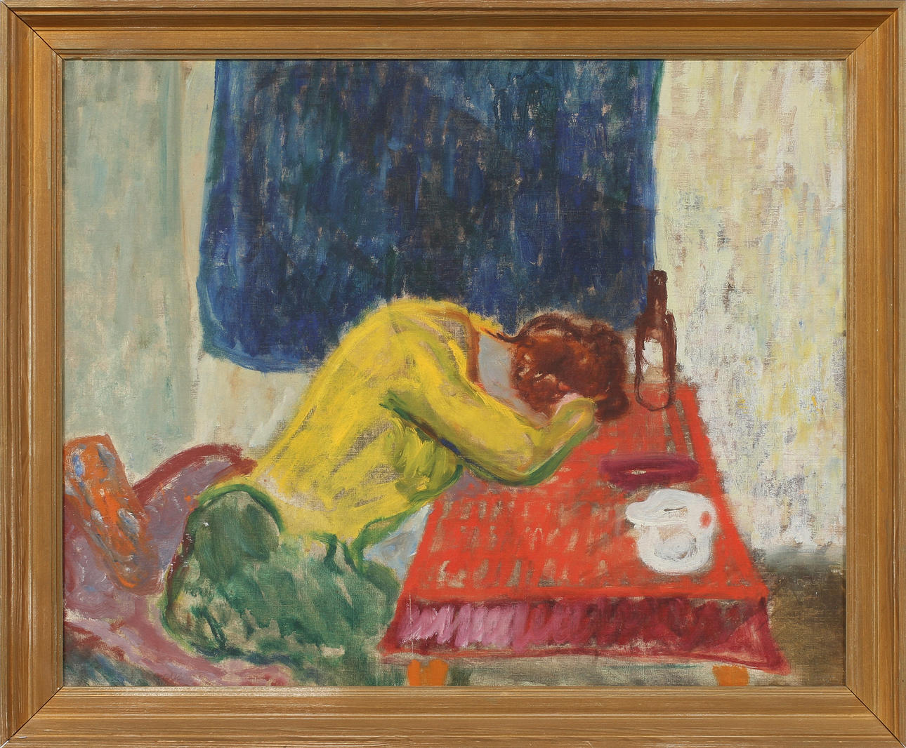RAGNWALD MAGNUSSON. Väntande kvinna, olja på duk, signerad.