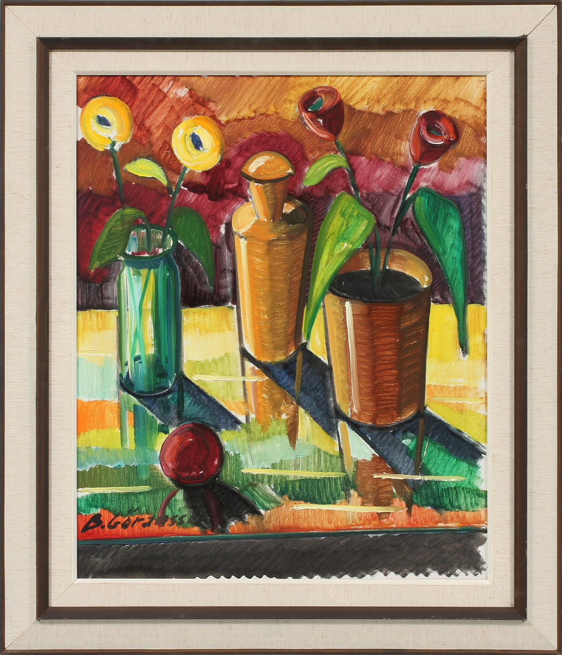 BROR GÖRANSSON. Blomsterstilleben, olja på duk, signerad.