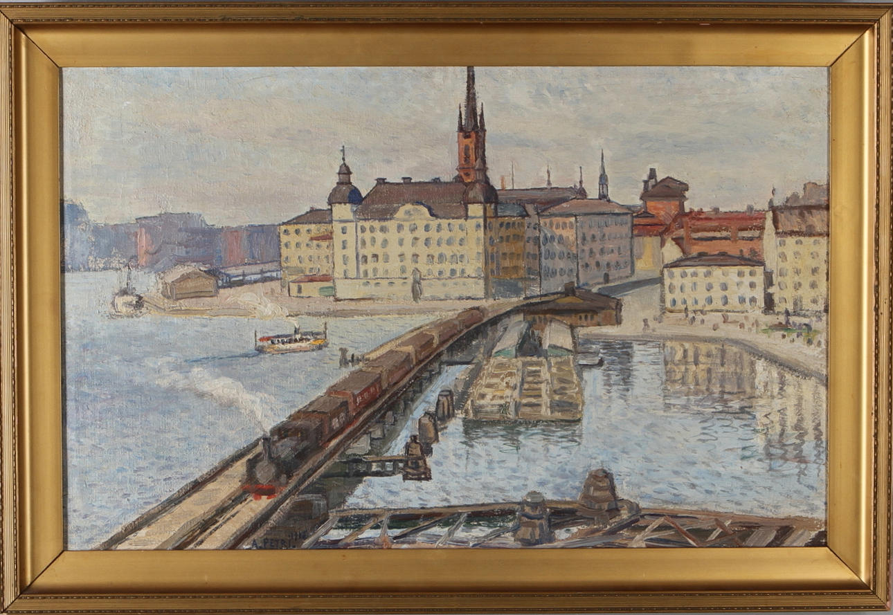ALBERT PETRI. stockholmsmotiv, olja på duk, signerad samt daterad 1916.