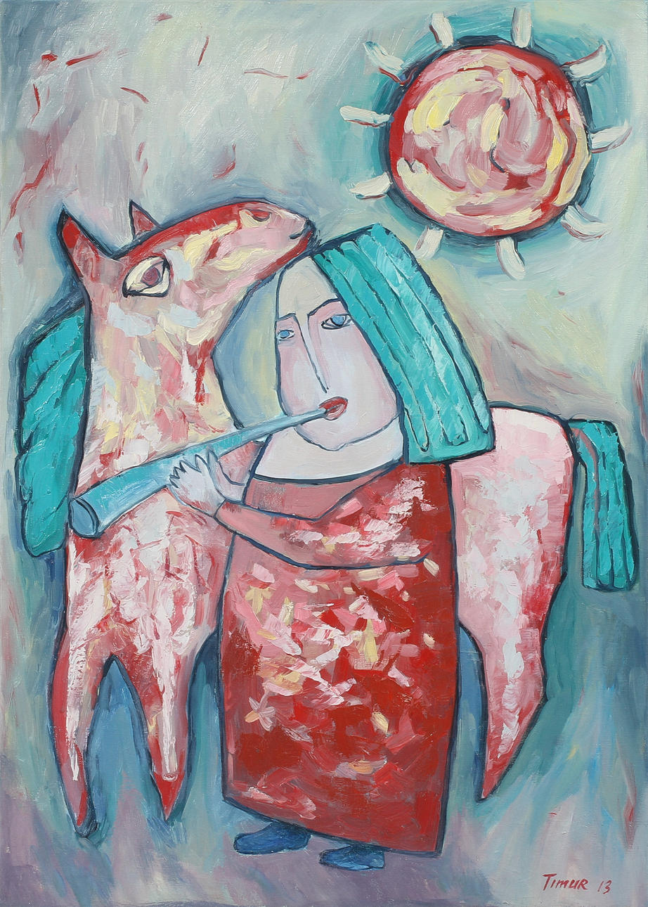 OIDENTIFIERAD KONSTNÄR. Figurscen, olja på duk, signerad Timur.