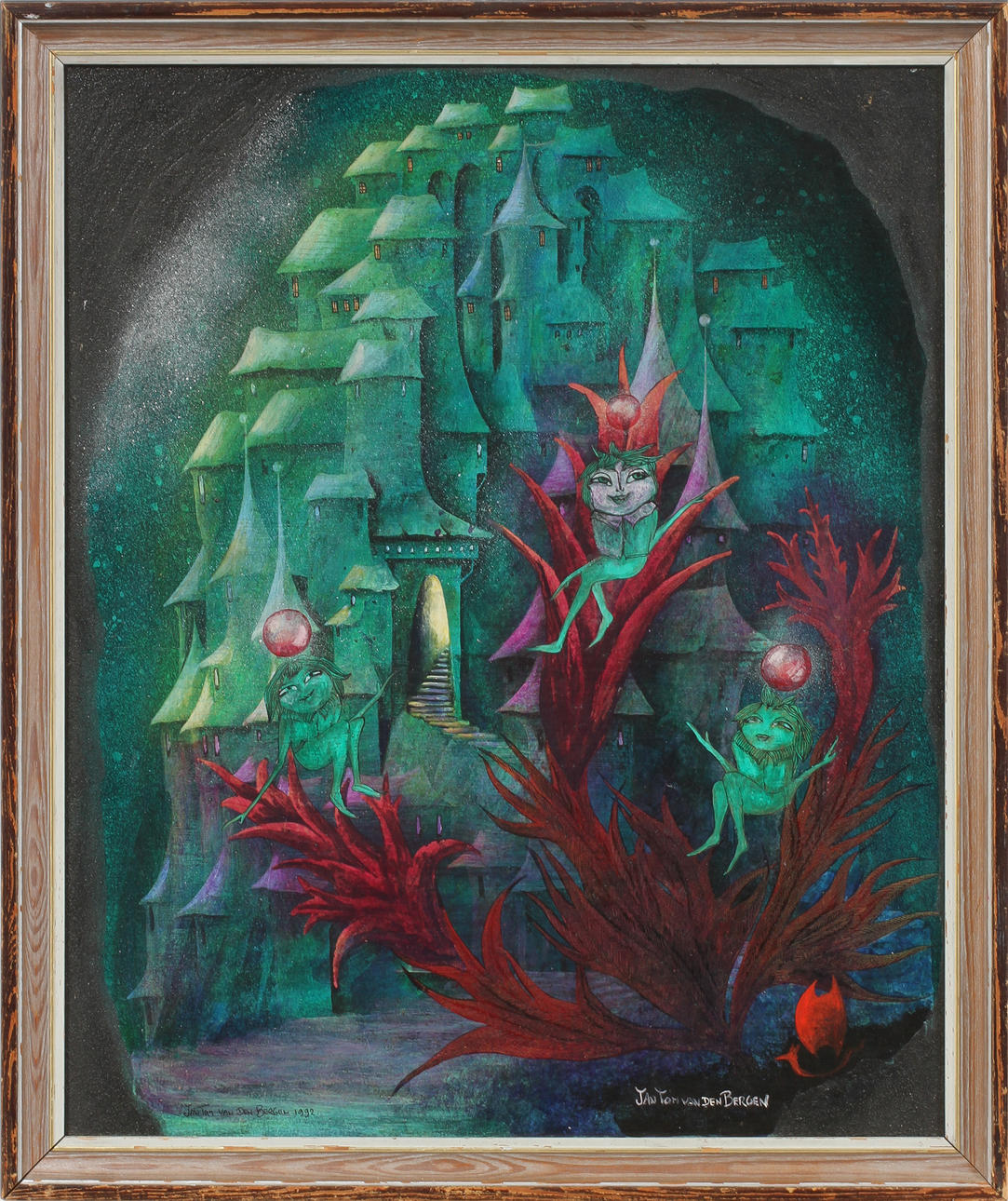 JAN TOM VAN DEN BERGEN. Blandteknik, på pannå, signerad och daterad 1992.