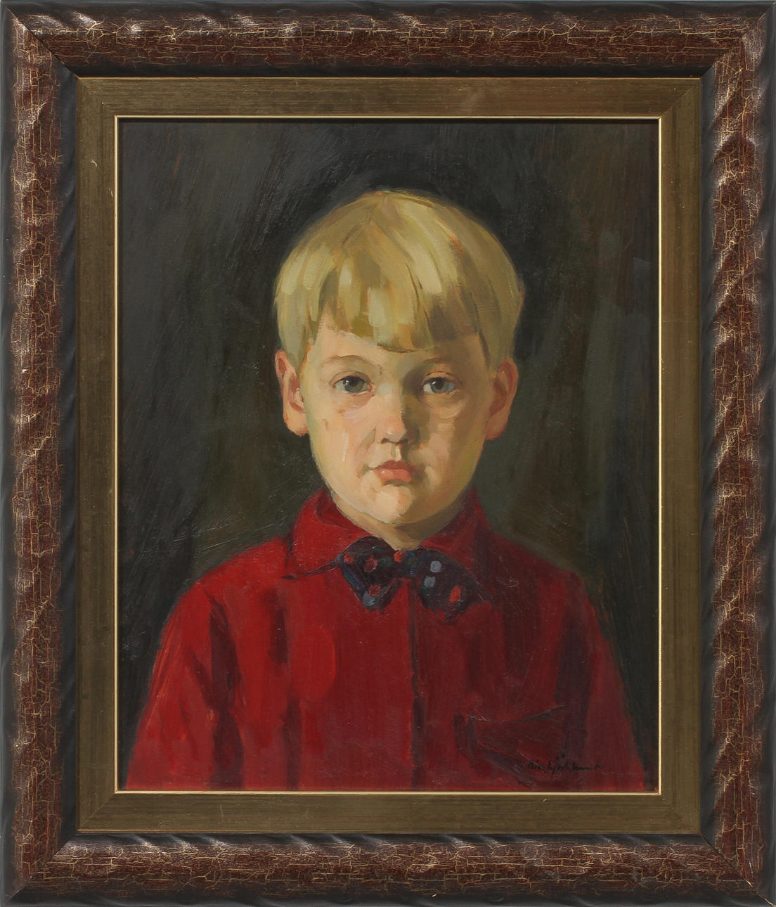 RICHARD BJÖRKLUND. Porträtt, olja på pannå, signerad.