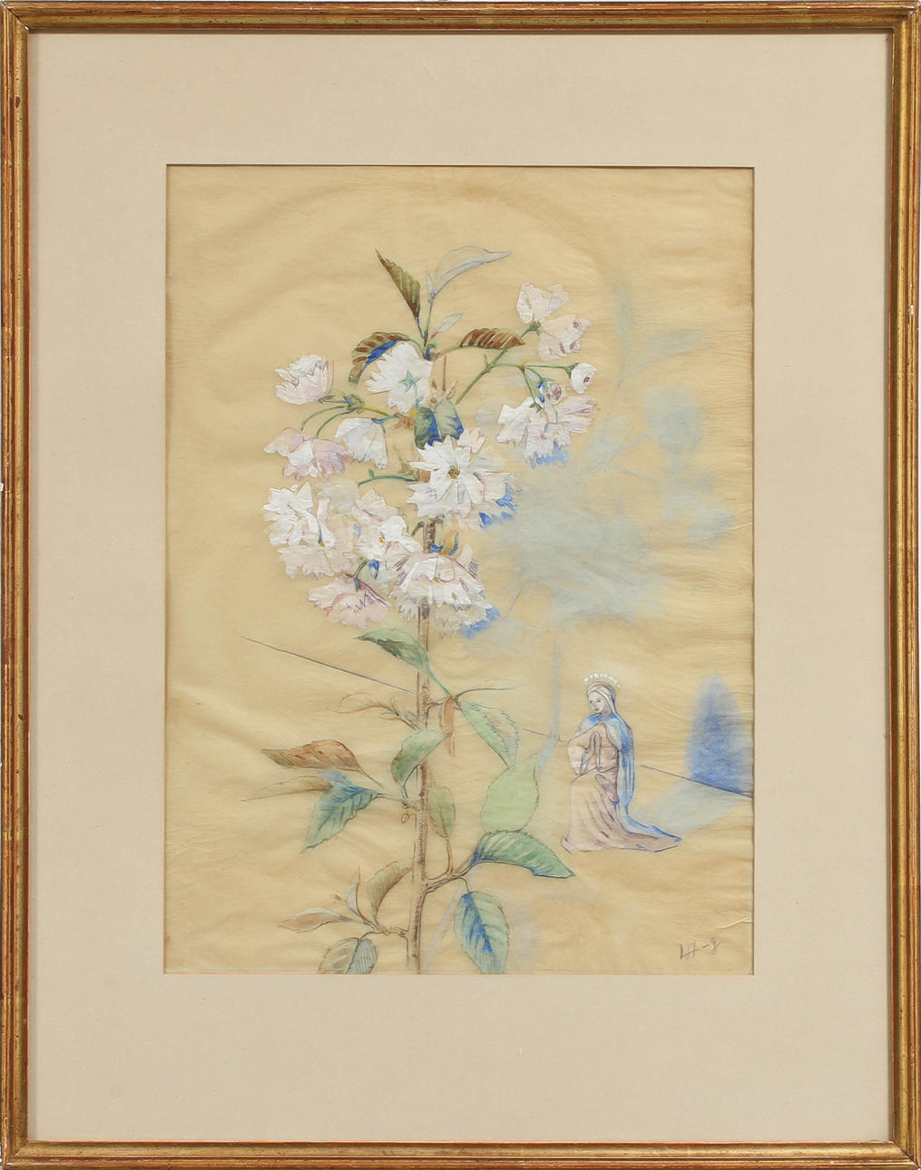 LOUISE ADELBORG. "Vårens under", akvarell på smörpapper, signerad L A.