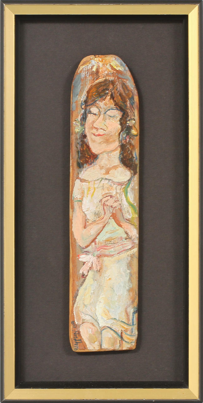 OLLE NORDBERG. Flicka, olja på trä, signerad.