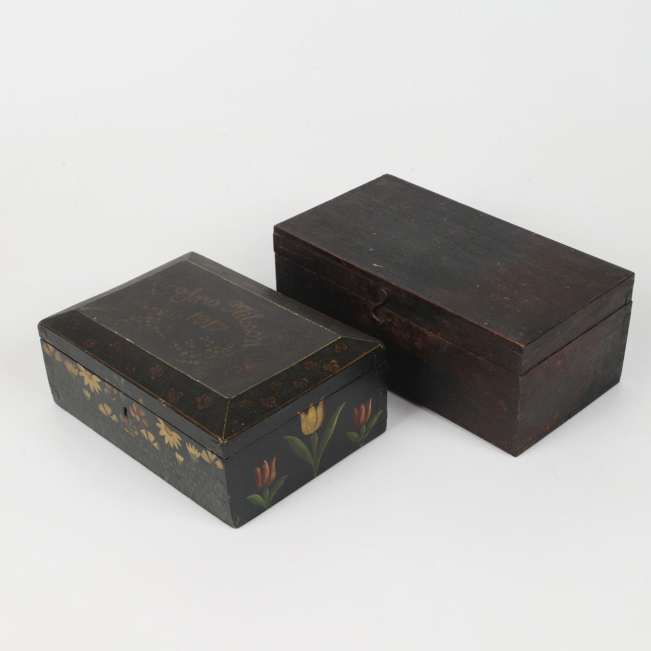 BOX, 2 pieces, painted wood, 1917.