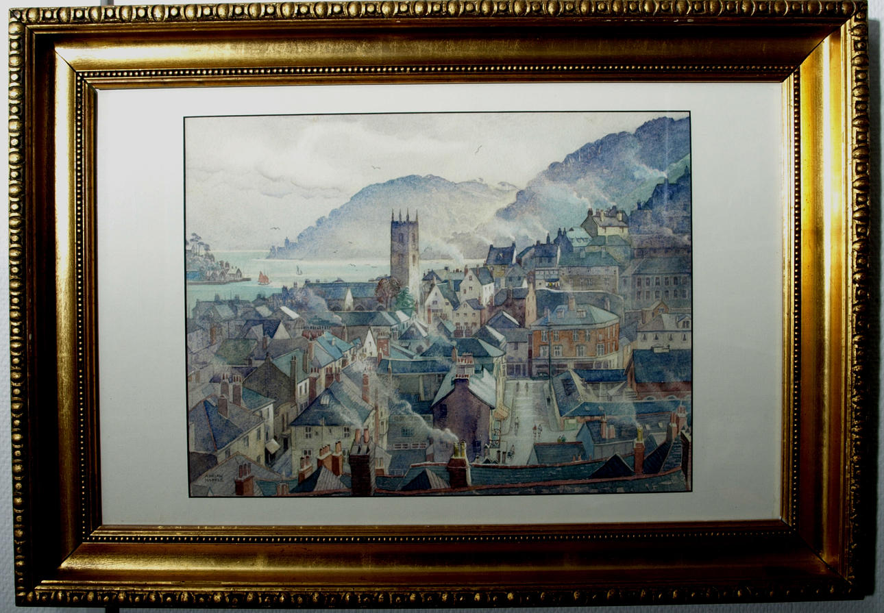 ADRIAN MAPPLE. Gouache, "Dartmouth from Clarence Hill", signerad.