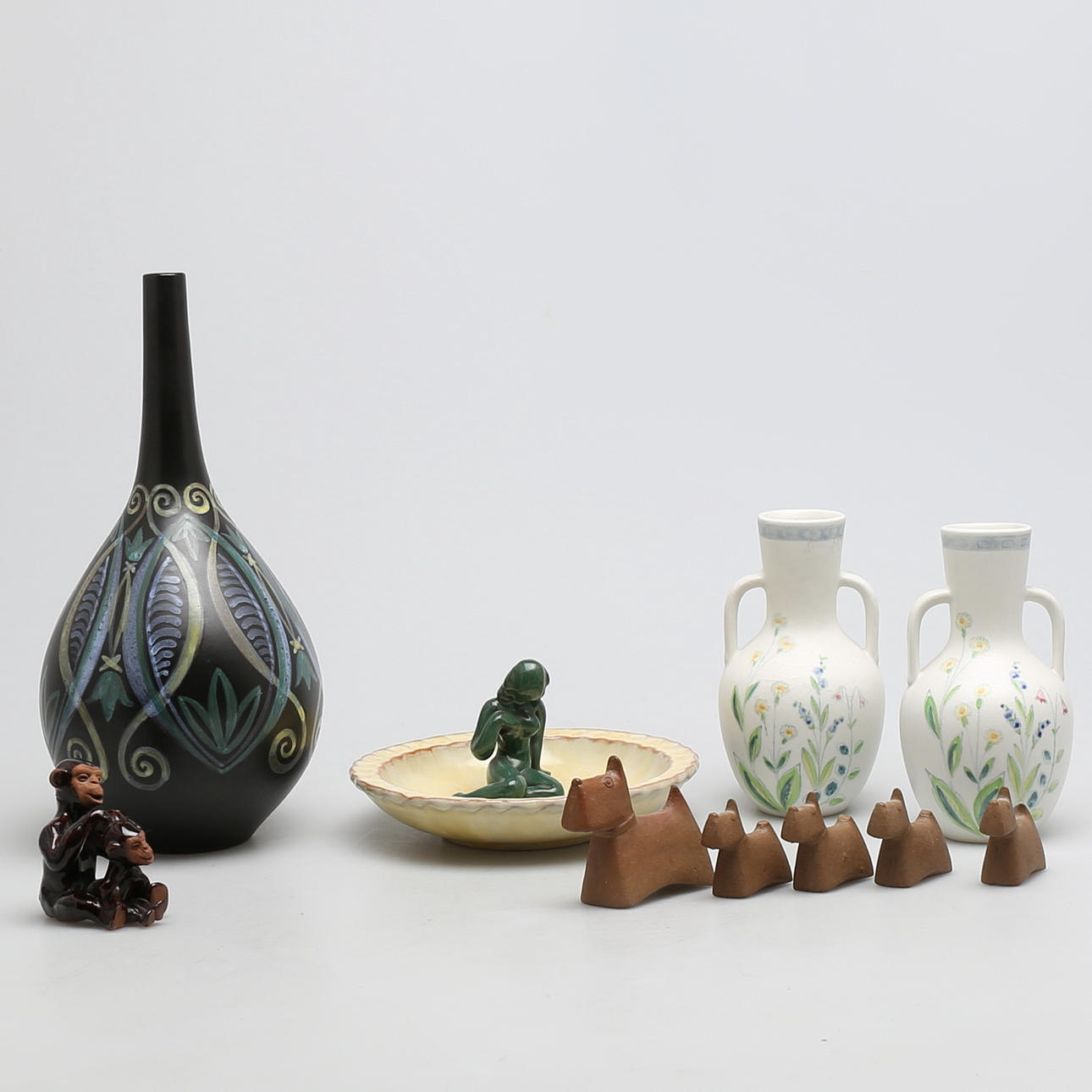 PARTI KERAMIK, 10 delar, bl a Stig Lindberg och Laholm.