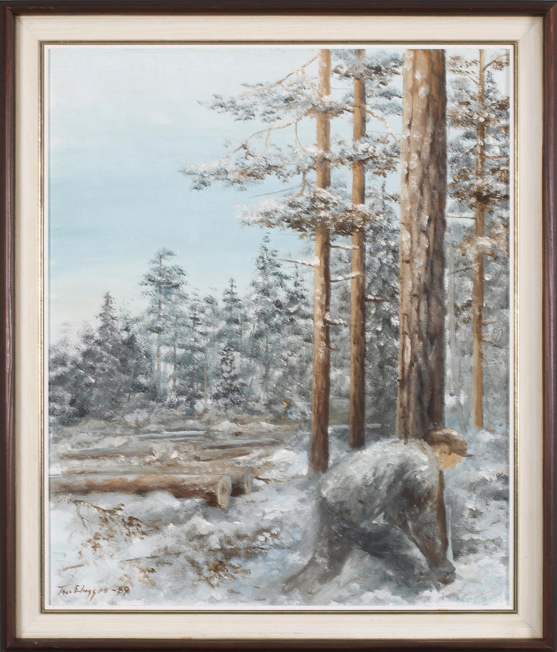 THOR ELIASSON. Forest worker, oil on canvas, signed and dated -89.