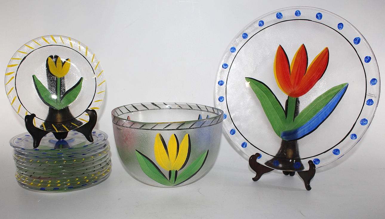 FRUKTSET, 13 delar, glas tulipa, Ullrika Hydman Vallien.