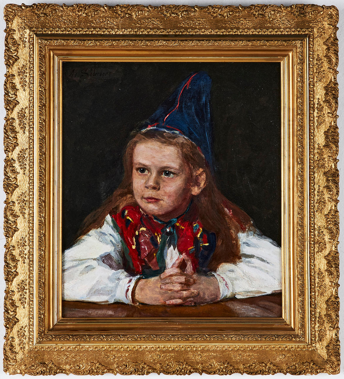 ADELE SÖDERBERG (1880-1916). Rättvikskulla, signerad, olja på duk.