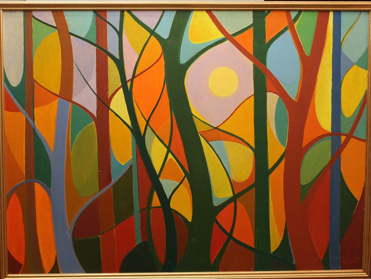LEONARD DIGRIS. Oil on Board, Composition, signed L Digris.