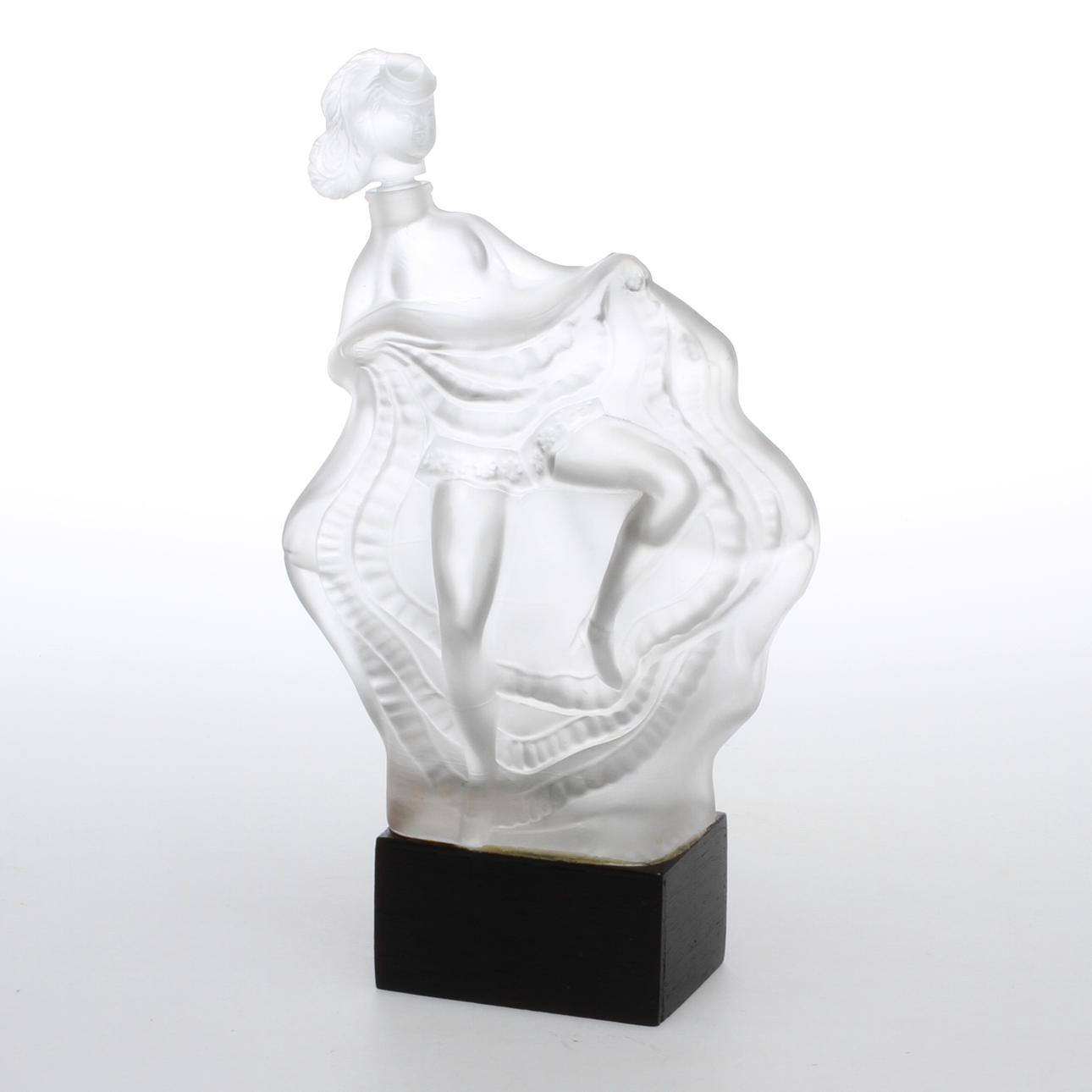 FLASKA glas på sockel med speldosa, 1900-tal.