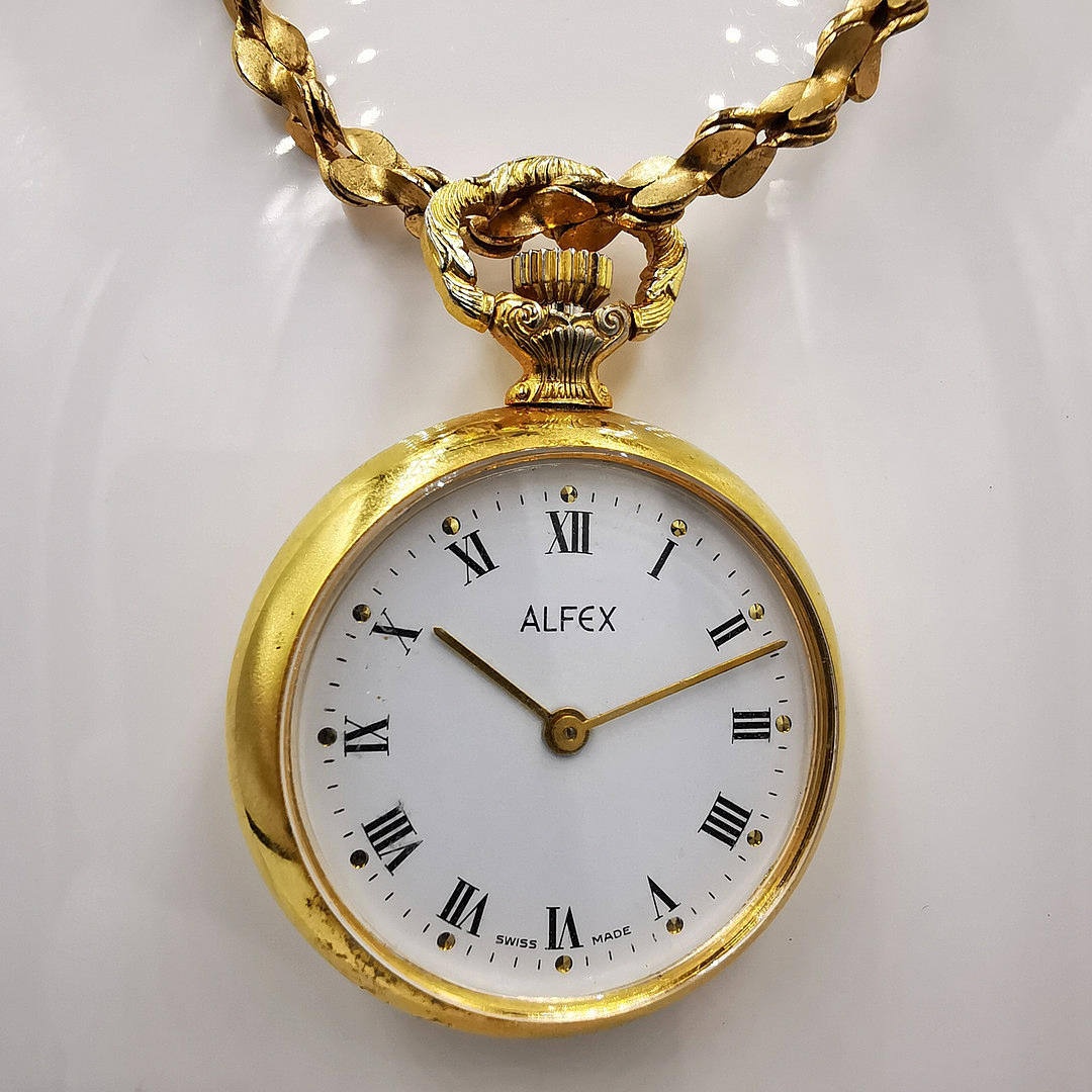 VERGOLDETE ALFEX UHR MIT HALSKETTE.