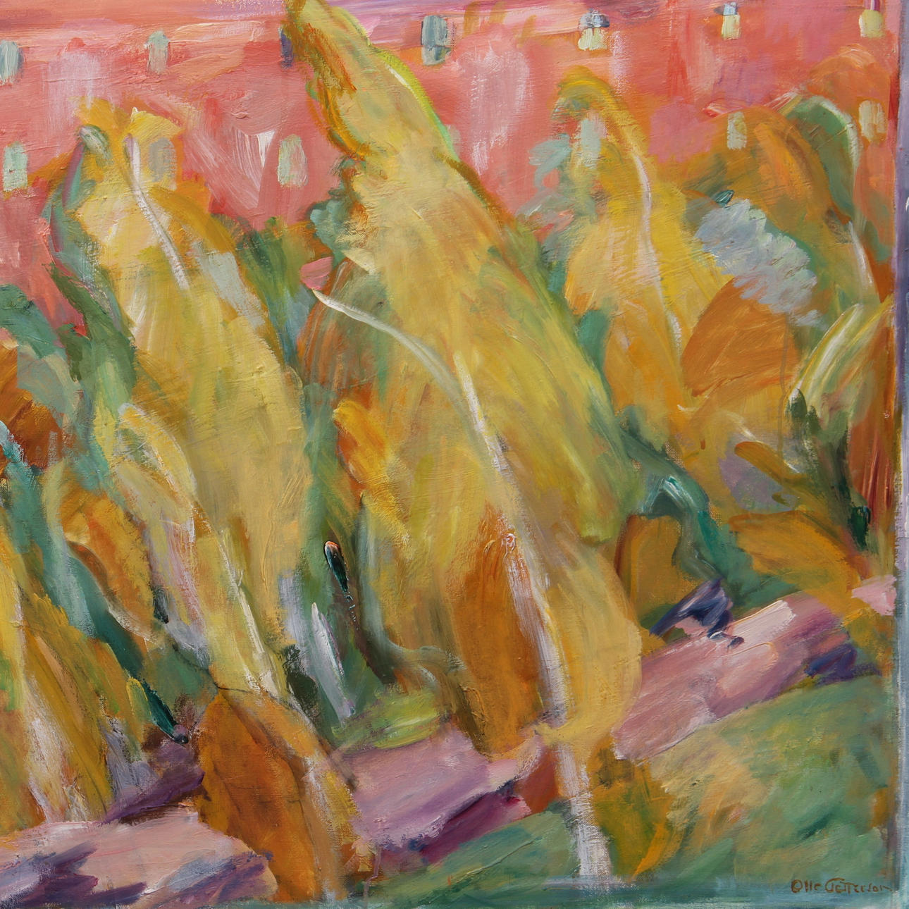 OLLE PETTERSSON. Oil on canvas, forest from window, signed.