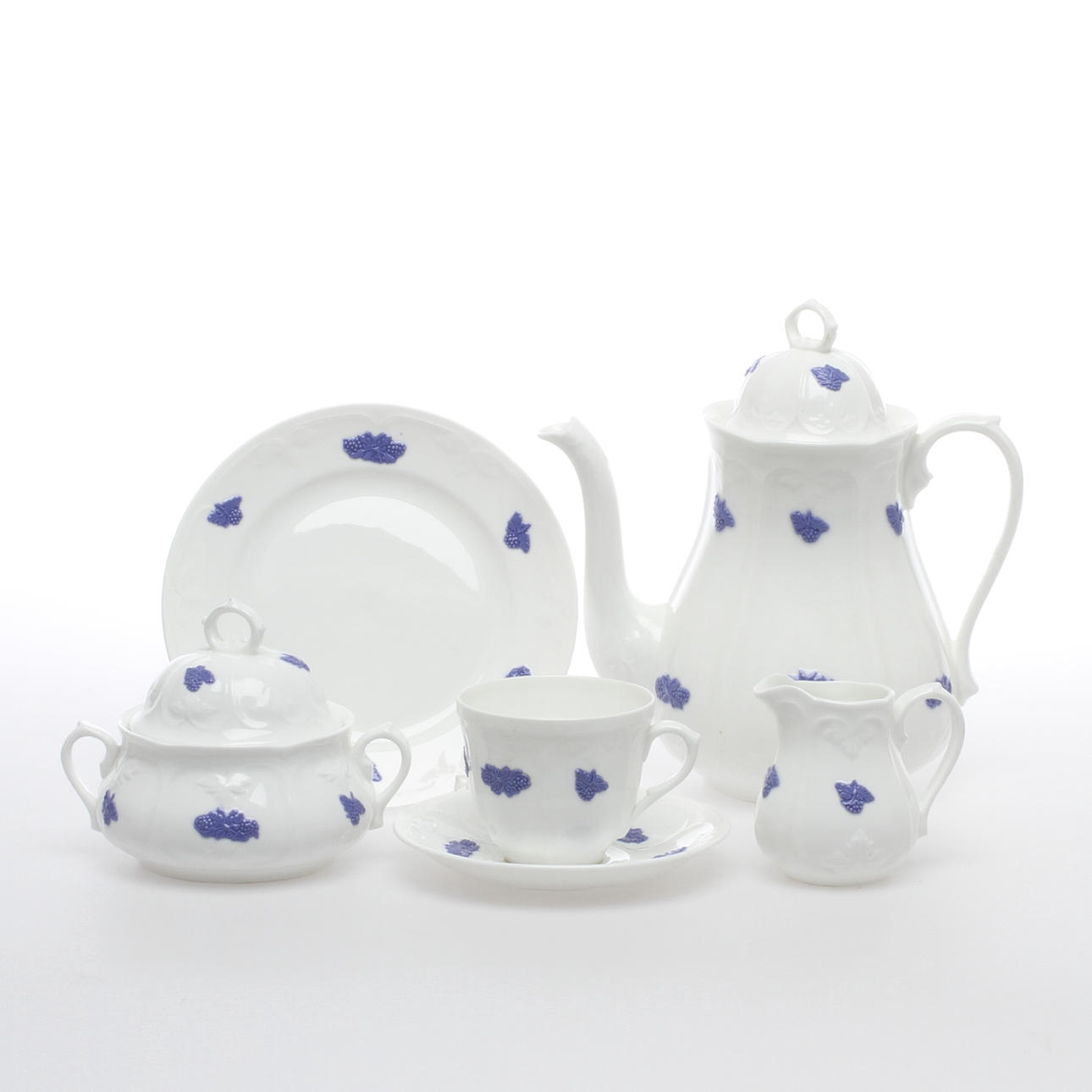 KAFFESERVIS, 27 delar, porslin, "Blå Blom". Gustavsberg.