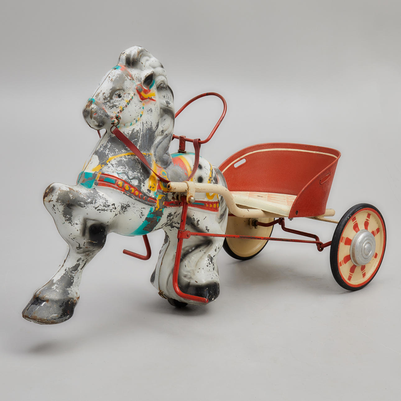 HEST MED SULKY, litografieret plade.