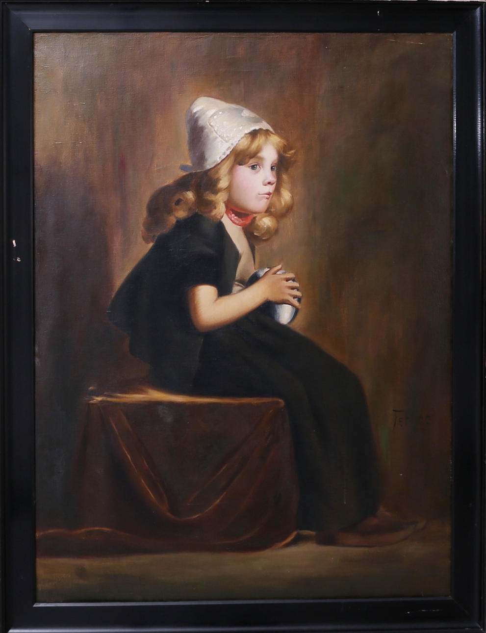 OIDENTIFIERAD KONSTNÄR. Flickan, Olja på duk, signerad Fehling, 1800/1900-tal.