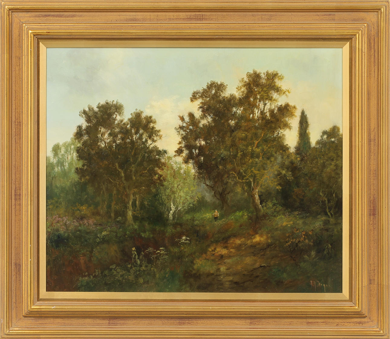 OIDENTIFIERAD KONSTNÄR. Landskap med vandrare, olja på duk, signerad Weger.